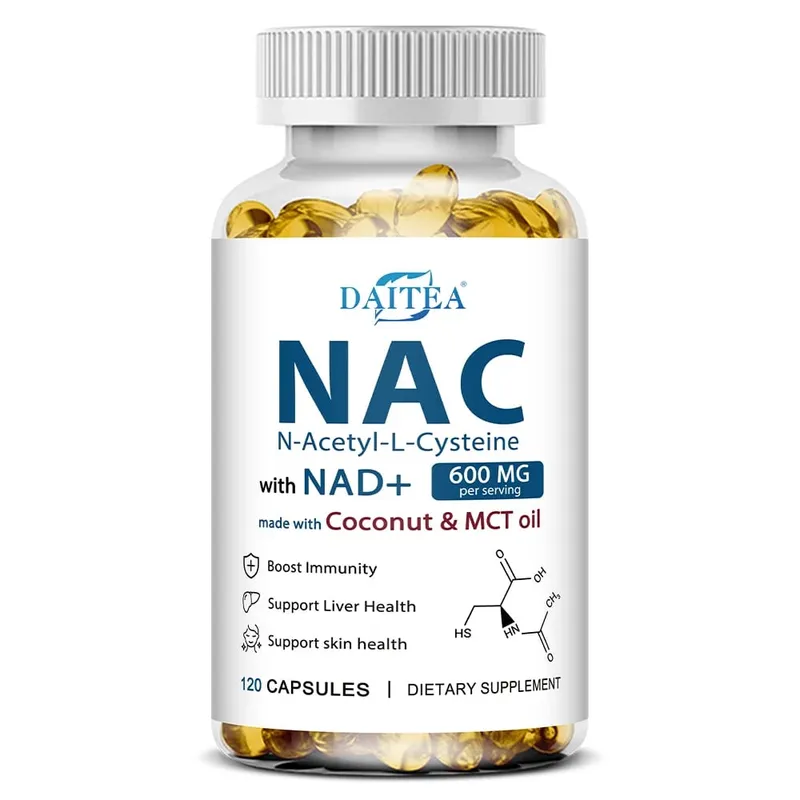 N-Acetyl Cysteine NAC Supplement with NAD+ Antioxidant Support Support Liver Health Skin Health Gluten Free 120 Capsules