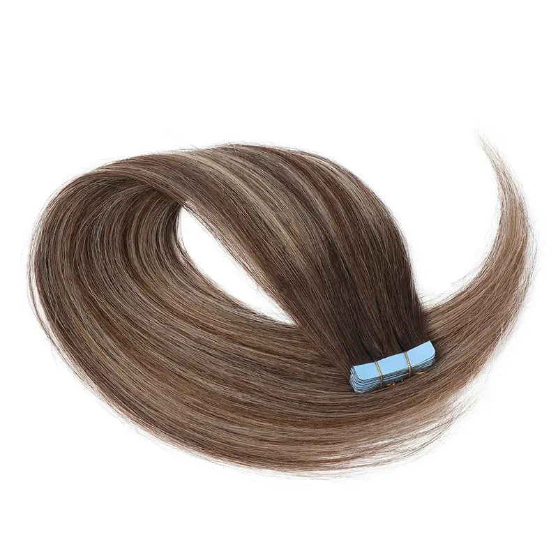 Black to Light Gray Color Tape in Hair Extensions Human Hair Seamless Tape Hair Extensions Skin Weft PU Tape On Hair 20Pcs 30G
