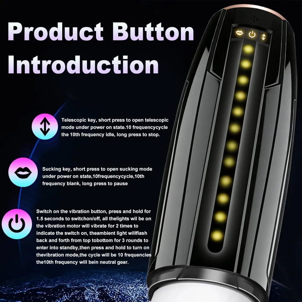 3 IN 1 Masturbator Cup Telescopic Sucking Vibration Pocket Pussy Blowjob Masturbation Enlargement Penis Pump Sex Toy For Men