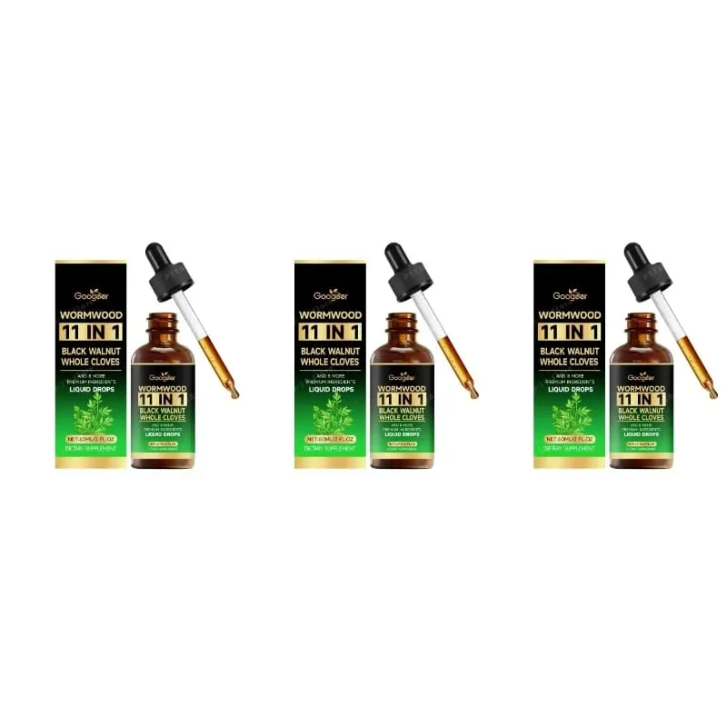 Wormwood 11 in 1 Liquid Drops - Black Walnut & Whole Cloves with Berberine Turmeric for Gut Health & Digestive Support 60ml