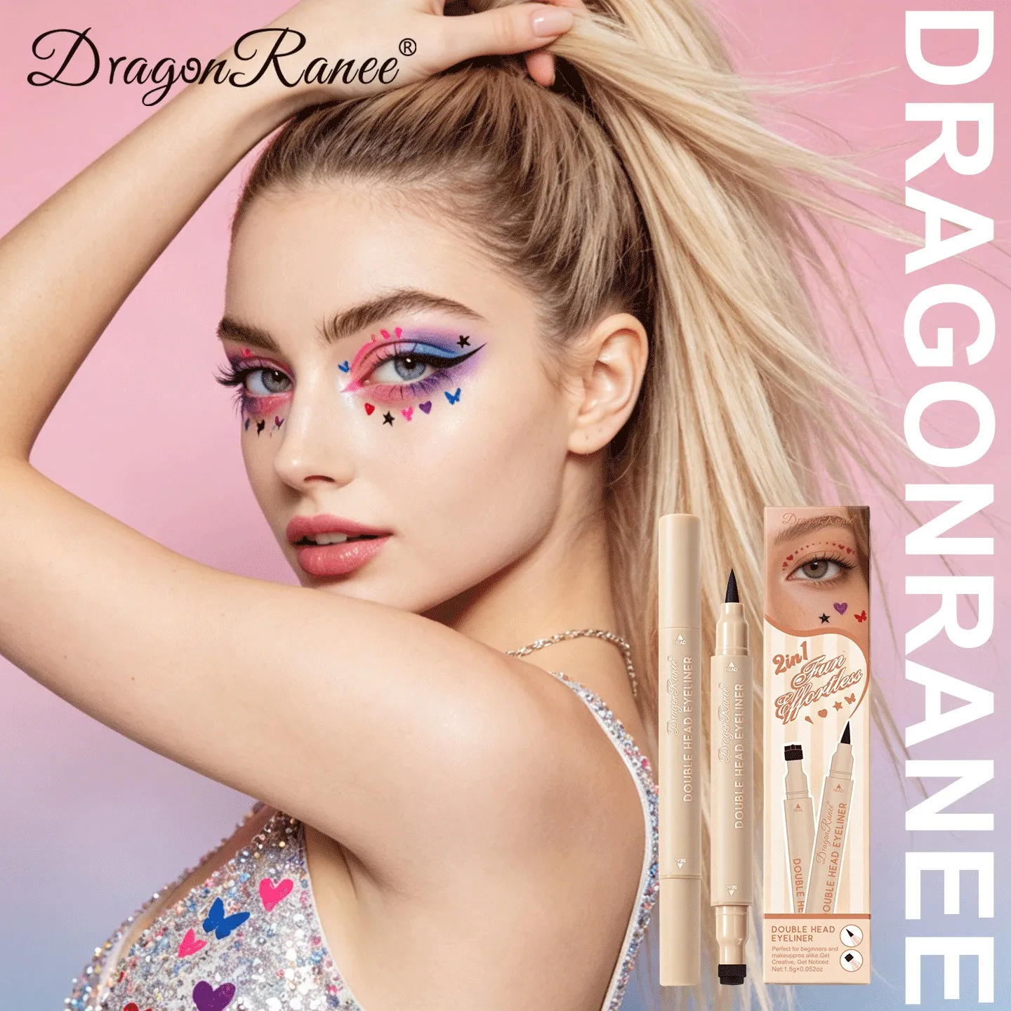 2-in-1 Dual-Ended Stamp Eyeliner Pen 20 Colors Waterproof Liquid Eyeliner with Stamp Tip Quick Dry Eye Makeup for Beginners — image 3