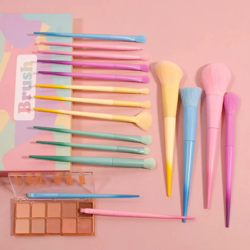 17 PCS Makeup Brushes Set Foundation Blending Face Powder Blush Concealers Eyeshadow Rainbow Makeup Brush Kit