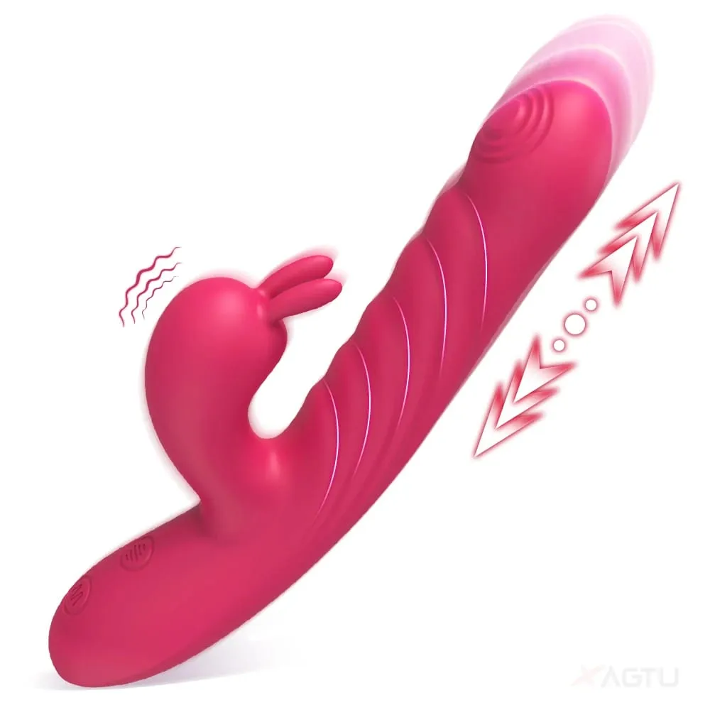 Adult Sex Toy Thrusting Rabbit VIbrator for Women Vibrating Dildo Telescopic G-Spot Clitoris Stimulator Female Masturbator — image 1