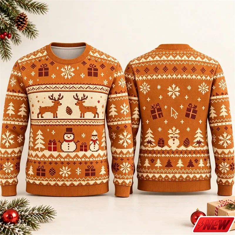 Fashion Ugly Christmas Fake Sweater Men Merry Christmas Sweatshirts 3D Print Funny Computer Message Graphic Sweatshirt Unisex