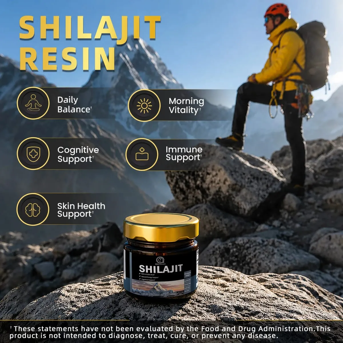 204MG Natural Shilajit Resin Original Drink Mineral Supplements for Immune Health Metabolism Overall Physical Health