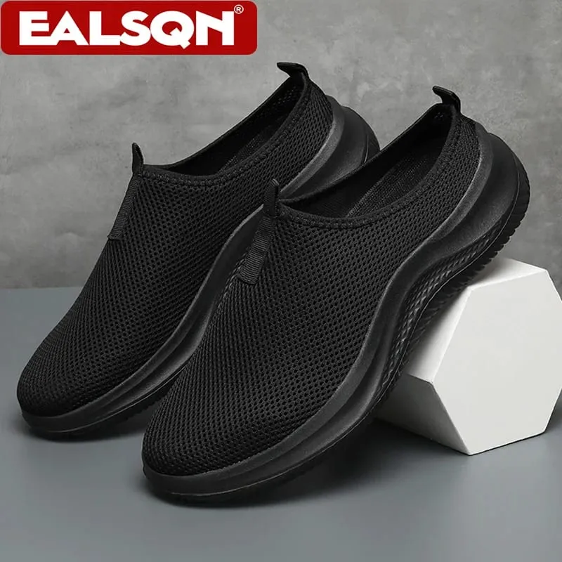 Summer Breathable Mesh Slip On Casual Shoes For Men's Lightweight Walking Sneakers Plus Size 39-48 Outdoor Comfortable Footwear