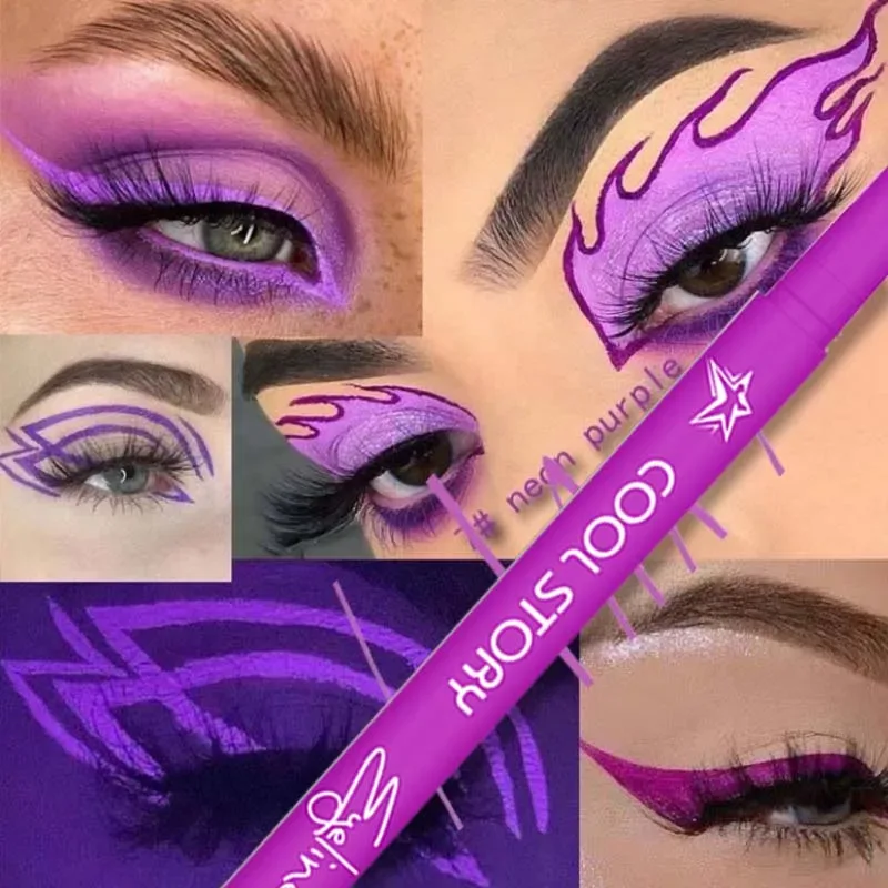 12-farbiger UV-fluoreszierender Eyeliner-Gelstift, wasserdicht, schnell trocknend, neonfarbener bunter Eyeliner, Weiß, Blau, Lila, Musik, Party, Augen-Make-up