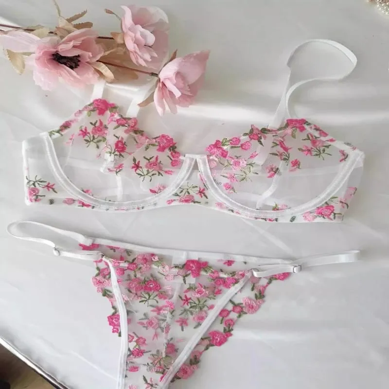 Women Sexy Lace Embroidered Ultra Thin Sheer Unpadded Underwire Push Up Bra Lightweight Soft Exquisite Lingerie Sizes 32-38 — image 1