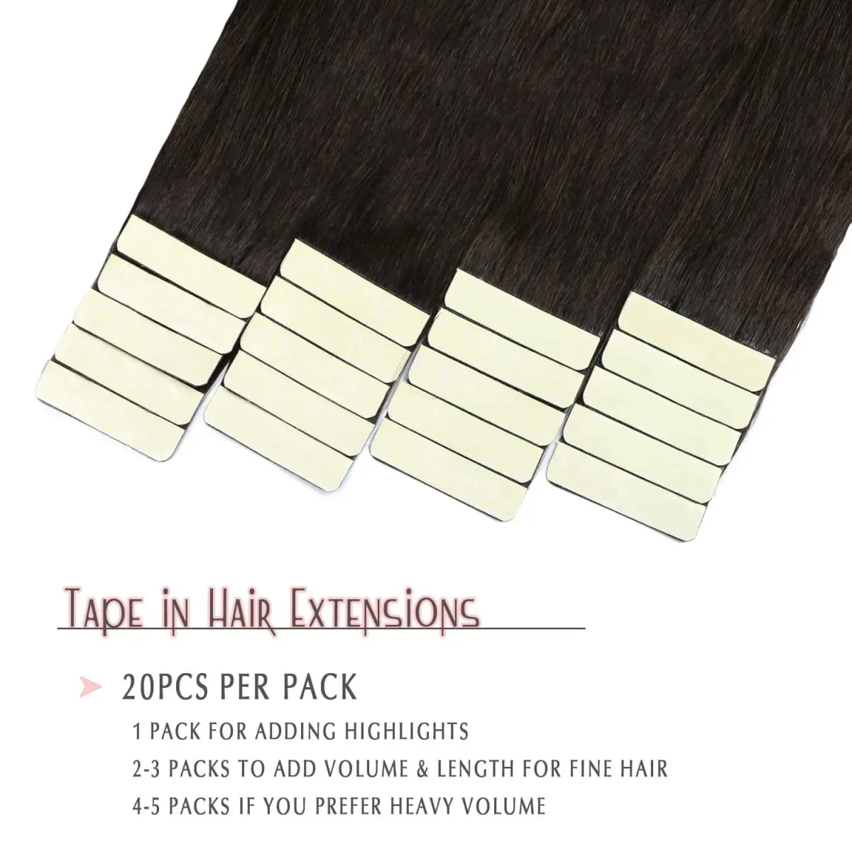 18 Inch Natural Black #1B Tape In Human Hair Extensions Remy Silky Straight Seamless Skin Weft 20Pcs 50G Tape Ins Hair For Wedding Daily Use