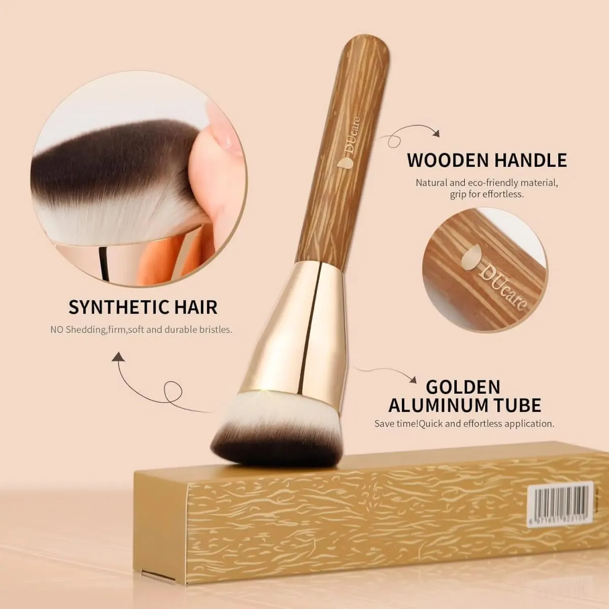 DUcare Angled Foundation Brush Professional Liquid Cream Powder Brush Contoured Blending and Buffing Face Makeup Cosmetic Tool