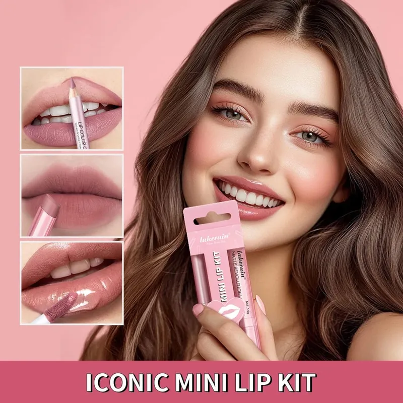 5 farve læbe liner + læbestift sæt og læbe plet let farve mat læbe kit læbestift Langvarig rød læbestift læbe makeup sæt