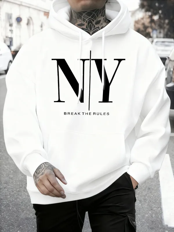 Break The Rules Yes No Prints Autumn Fleece Sweatshirts Men'S Soft Jogging Hoodie Street Comfy Pullovers Sport Loose Sportswears