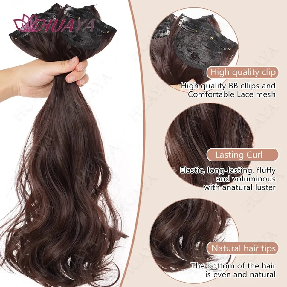 Clip In Hair Extensions 3 PCS Full Head 20/24 Inch Long Curly Wavy Synthetic Hair Pieces Natural Wavy For Women Girls Hair — image 5