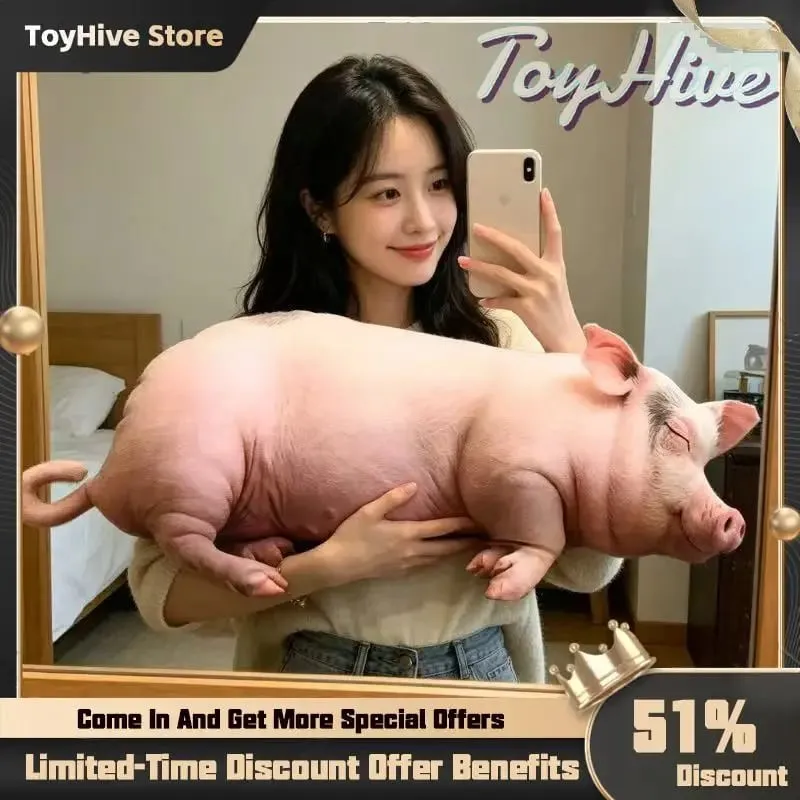 【In Stock】Cute Lifelike Simulation Pig Plush Toy Soft Sleeping Pillow Holiday Gift For Close Friends Home Sofa Decor Cushion