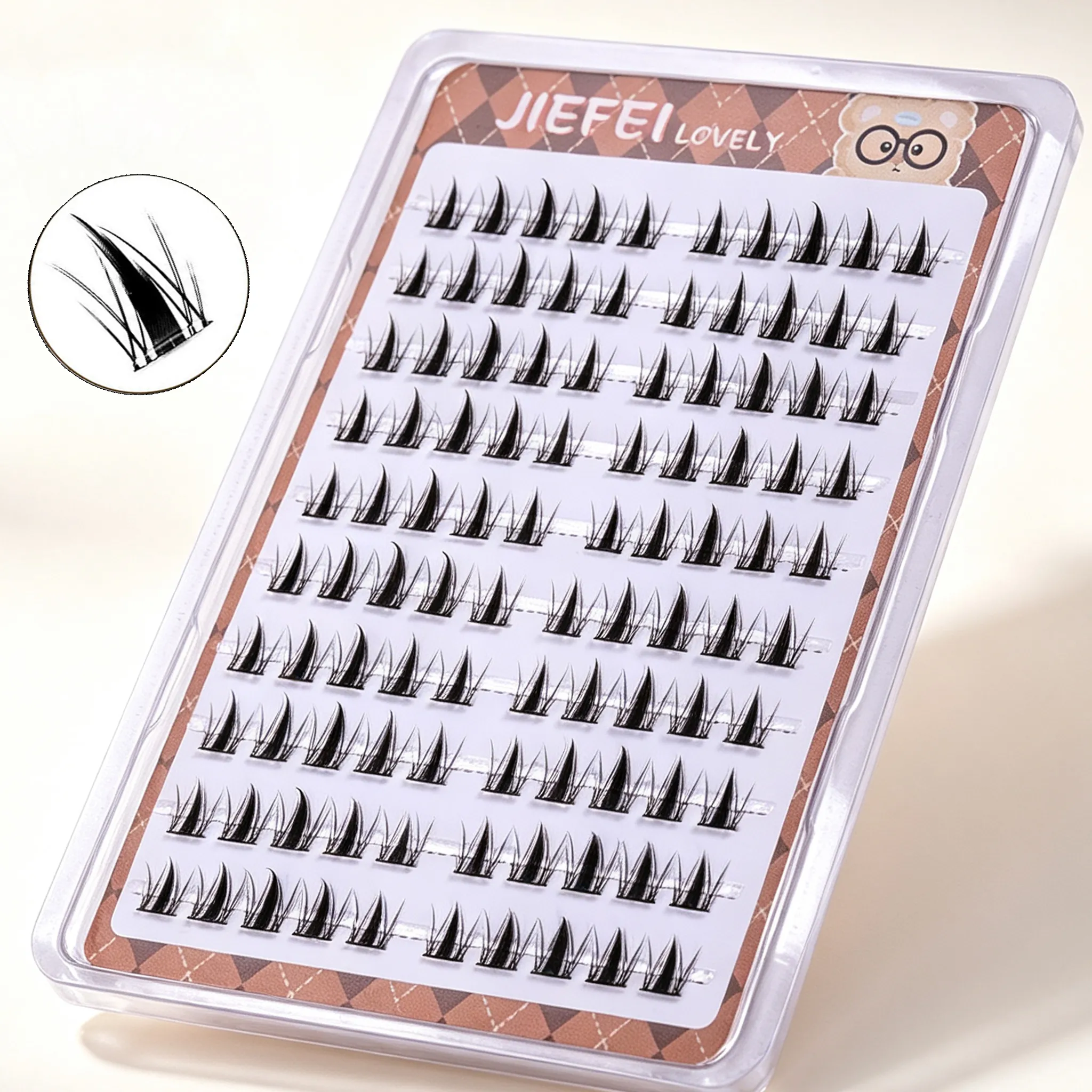 10 Rows Self‑Adhesive Cluster Lashes Glue‑Free Sectioned Individual False Eyelashes Reusable DIY Eye Makeup Extensions