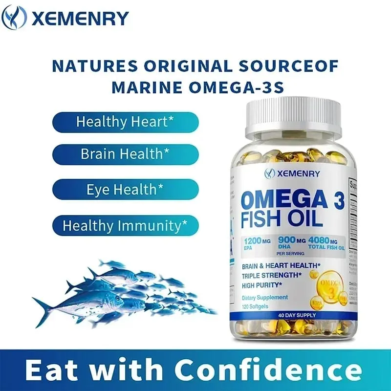 Omega-3 Fish Oil - Enhance Memory Concentration and Cognition Promote Brain and Eye Health Enhance Immune Function