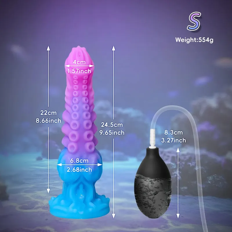 Ejaculation Monster Dildo Soft Silicone Penis Inflatable Big Knot Dildos Squirting Strong Sucker Dick Sex Toy for Women Men 18+