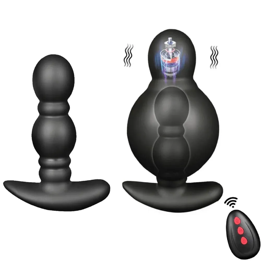 Massageador de próstata masculino com controle remoto sem fio, plugue anal inflável com 10 modos de vibração, plugue anal para expansão anal, brinquedo sexual — image 1
