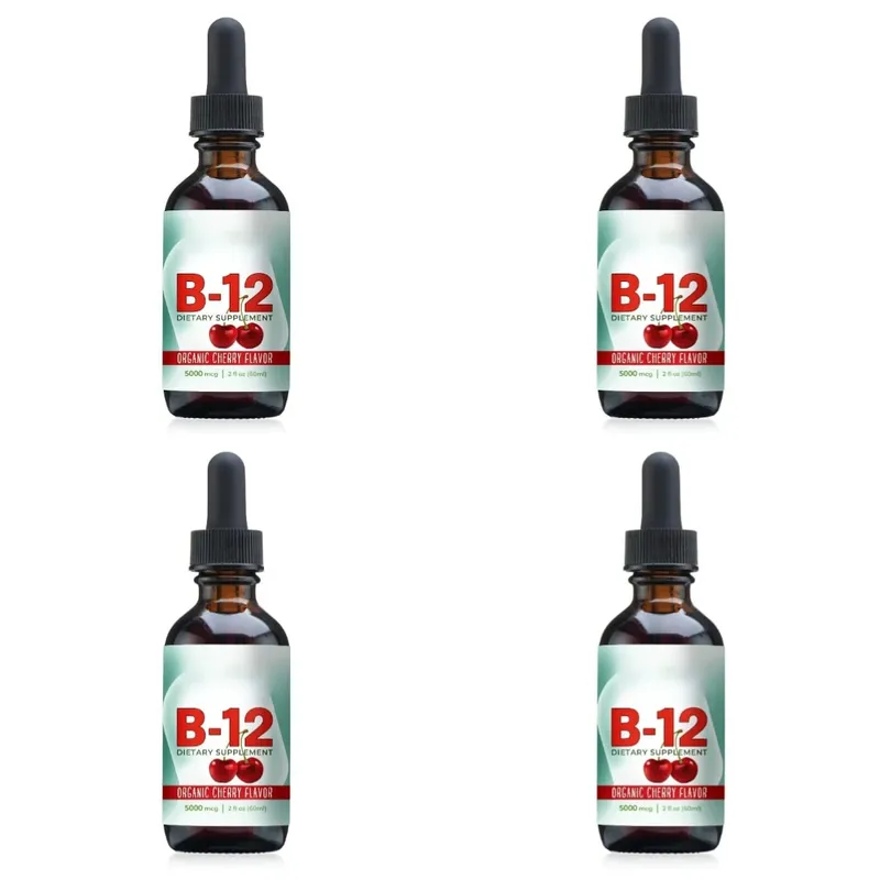 비타민 B12 메틸코발라민 액체 방울 5000mg 체리 맛 2액량 온스 60회분 비건 무설탕 일일 보충제