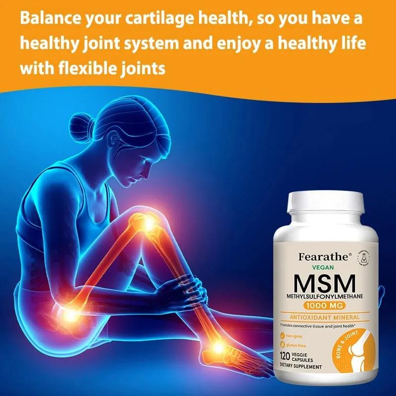 MSM 1000 Mg - 120 Veggie Capsules - Methylsulfonylmethane - Dietary Supplement Antioxidant Supports & Strengthens Joints