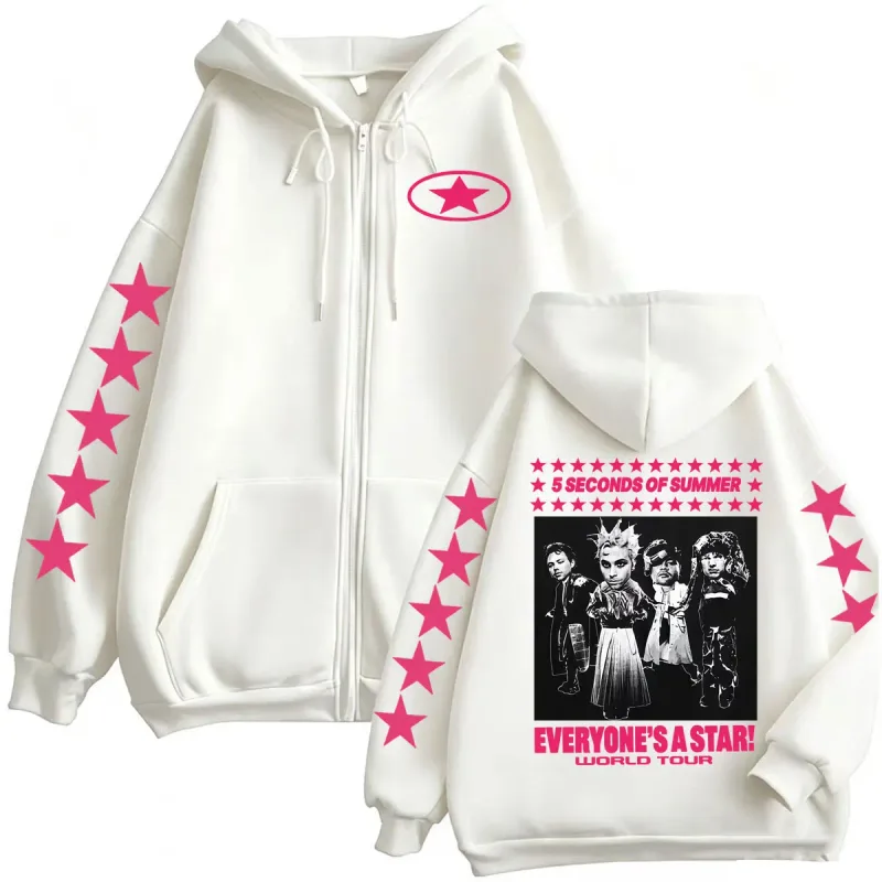 5 Seconds of Summer Everyone's A Star World Tour Zipper Hoodies Coats Men Women Harajuku Punk Hip Hop Cardigan Sweatshirt Jacket