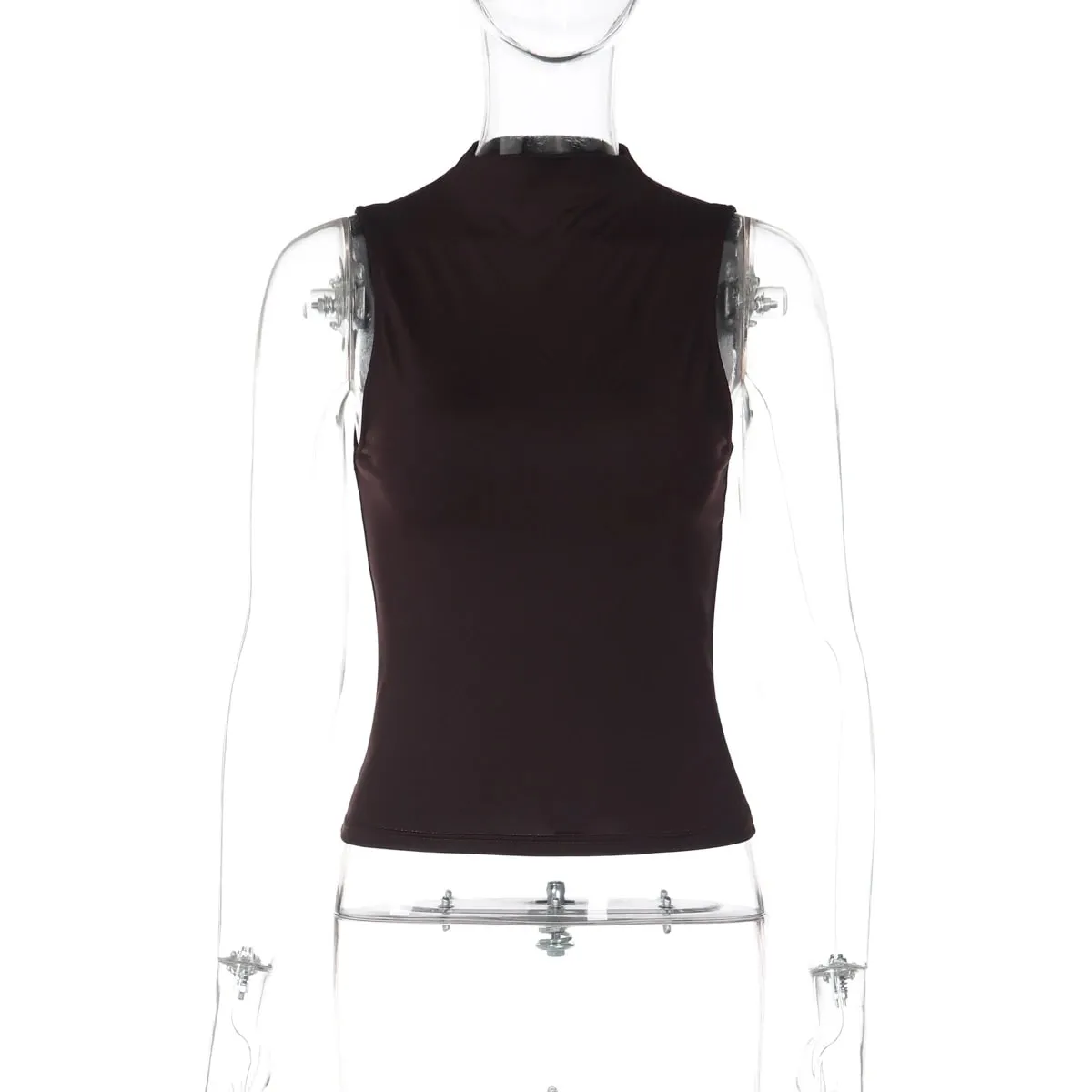 Hugcitar Women'S Fashion Solid Turtleneck Solid Sexy Crop Tank Top Summer Female Casual Outfit Streetwear Party Wholesale