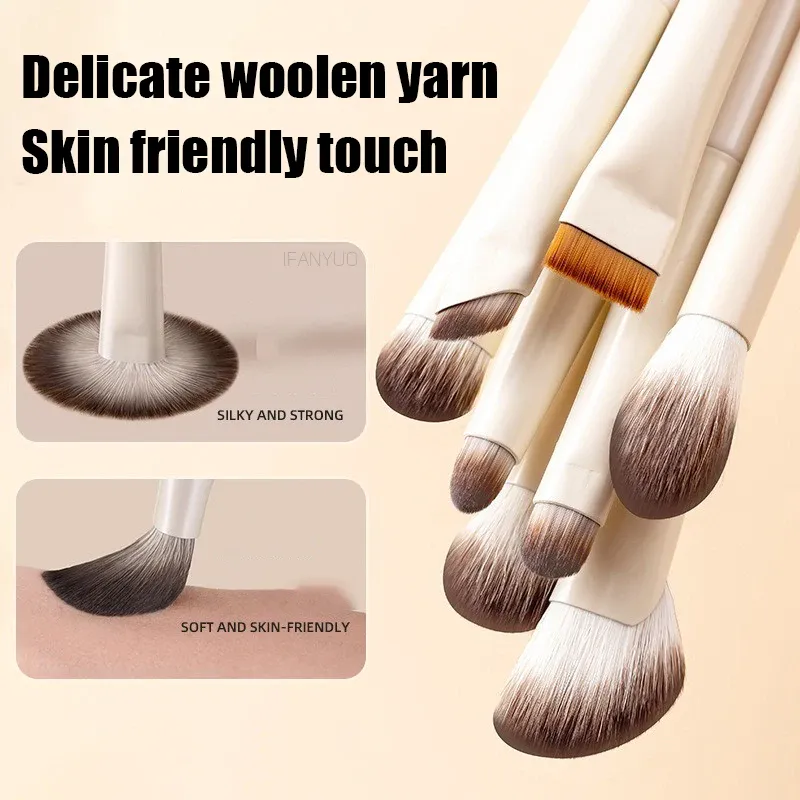 5/6/8/10pcs Natural Eye Makeup Brushes Set Detail Eyeshadow Contouring Brush Ultra Soft Blending Eyeliner Brow Brush Makeup Tool