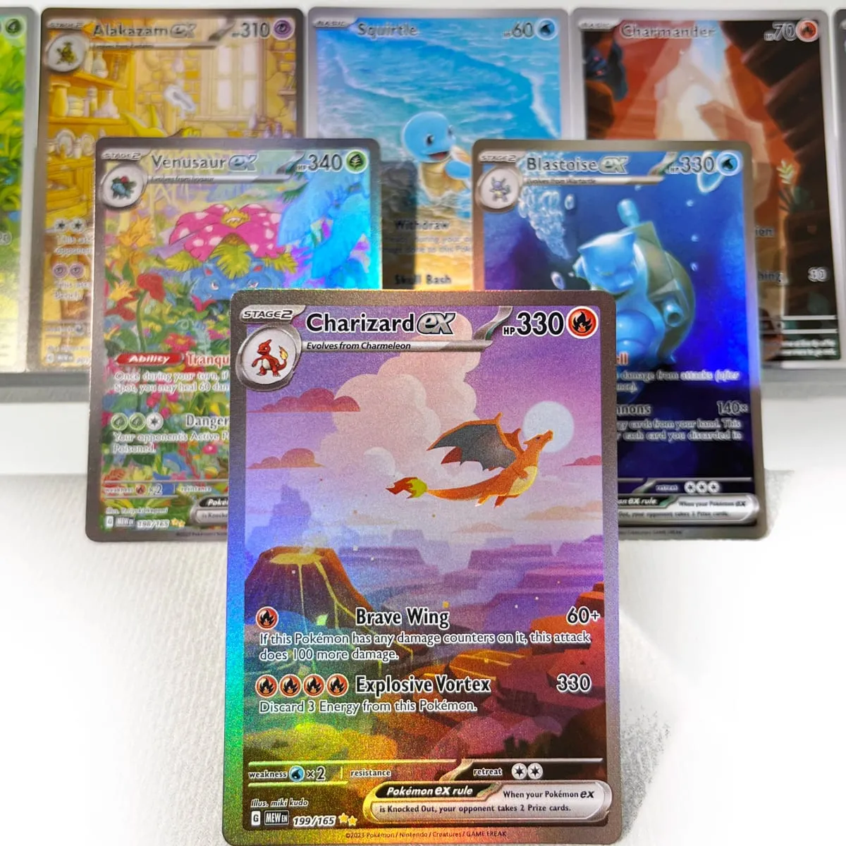 Pokémon 151 PKM Cards PTCG3-D Bulbasaur Squirt Rainbow Gengar ex Holographic Ex GX Rare Collection Battle Toys Gifts for Hobbies