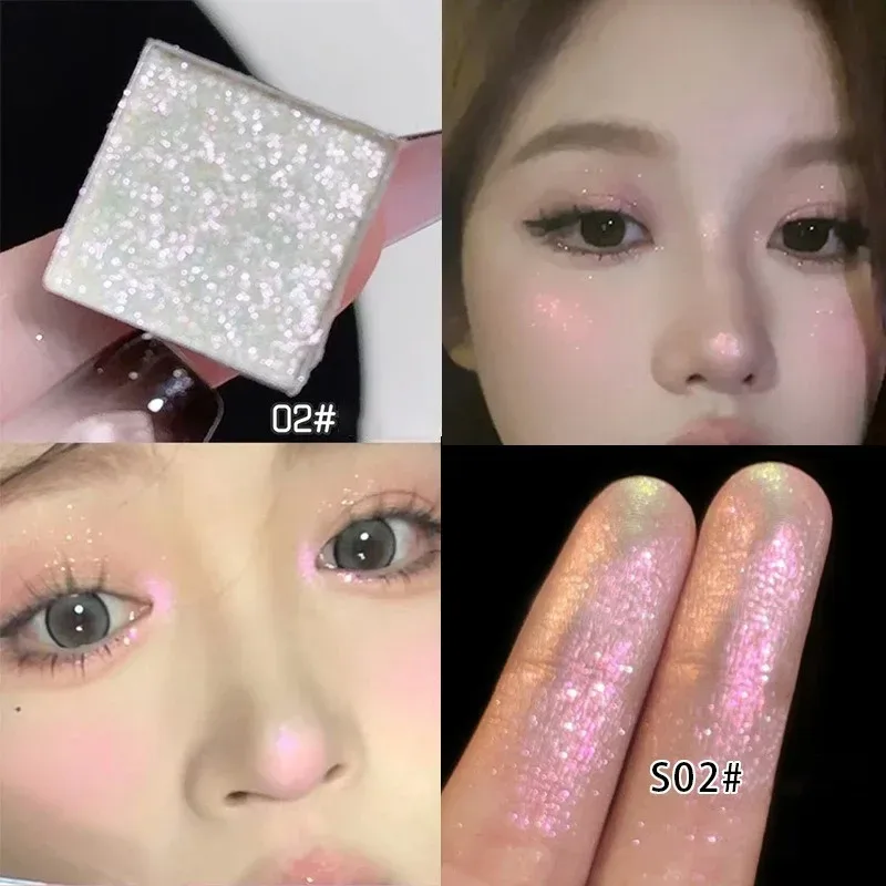 Diamond Chameleon Highlighter Contouring Palette Pearl Flash Discoloration Highgloss Sequin Sparkling Gradient Eye Shadow Makeup