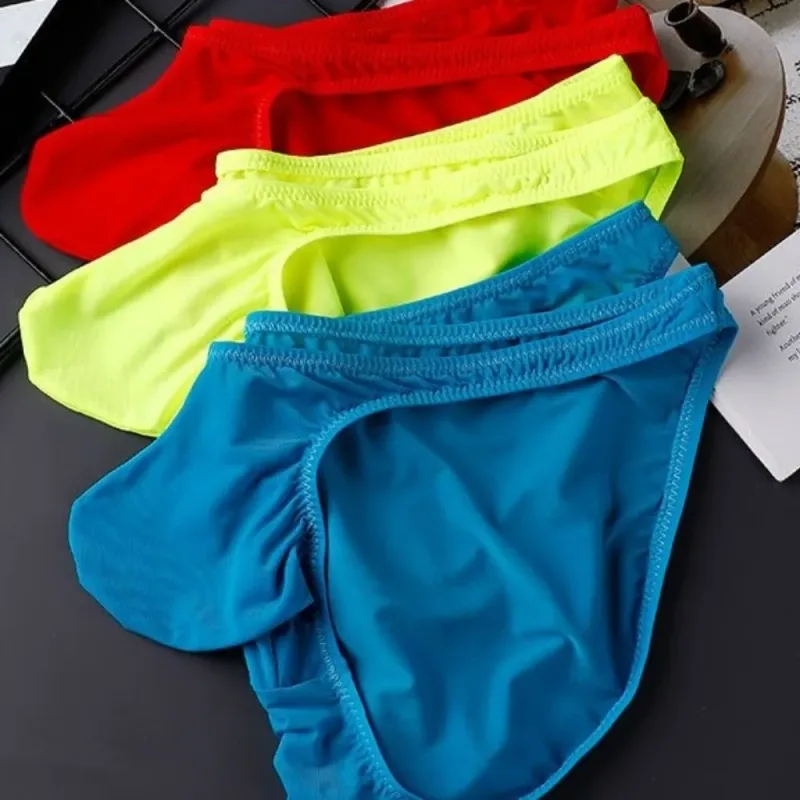 Quick-Dry Ultra-Thin Ice Silk กางเกงชั้นในชายไม่มีรอยต่อชุดชั้นใน U-Pouch ชุดชั้นในกางเกงตาข่าย Travel
