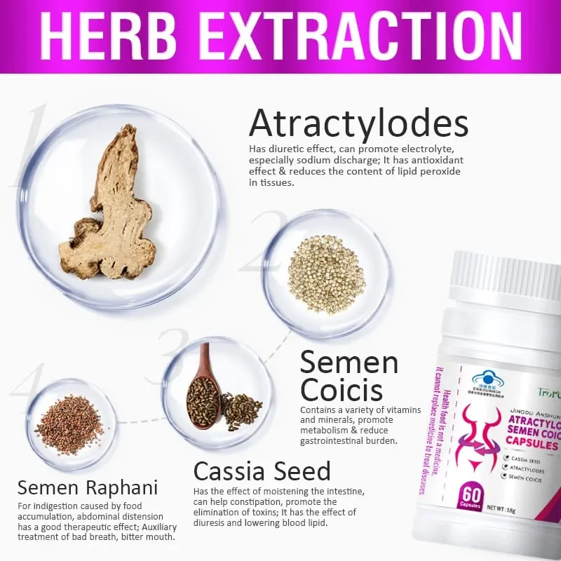 Natural Cassia Seed & Coix seed Pills Detox Slim Metabolism Booster Burn Fat 100% Herbal Vegan & NO SIDE EFFECT
