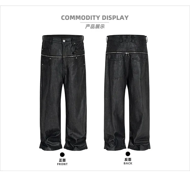 Unisex Brush Wax Zipper Original Cow Jeans Men's and Women's Denim Pants ZJ117