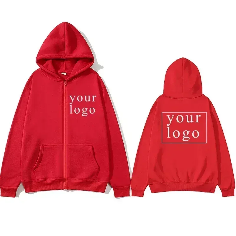Novo masculino feminino diy zíper cardigan hoodie 2025 nova moda seu próprio design marca logotipo/imagem personalizado em qualquer lugar
