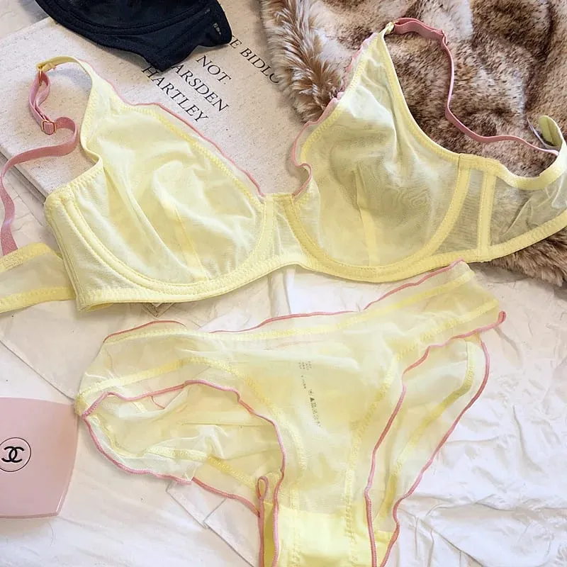 Sophisticated French Minimiser Bra Underwire Support Triangle Cups Non Padded Mesh Lingerie Set For Large Bust MOYISU Panty Set