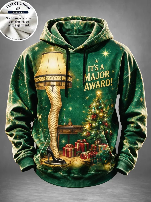 Men Fleece Lined Hoodie Christmas Santa Costume Pattern Print Pullover Hooded Sweatshirt Winter Top — image 14