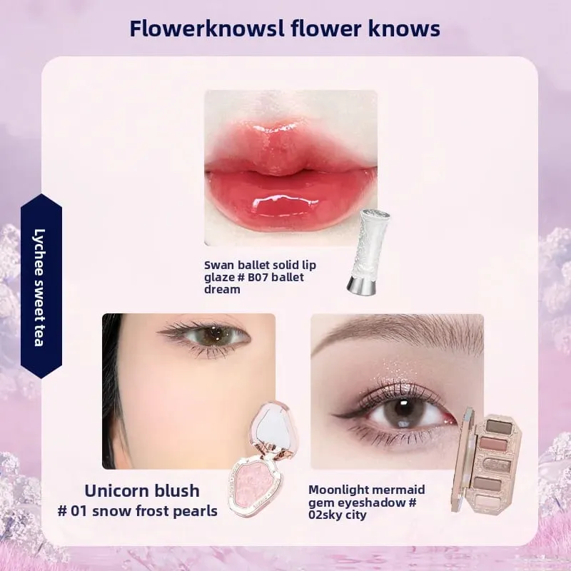 Flowerknows caixa de presente conjunto de maquiagem pequeno anjo caixa completa lábio esmalte blush concha jóias flor saber kit de presente de aniversário
