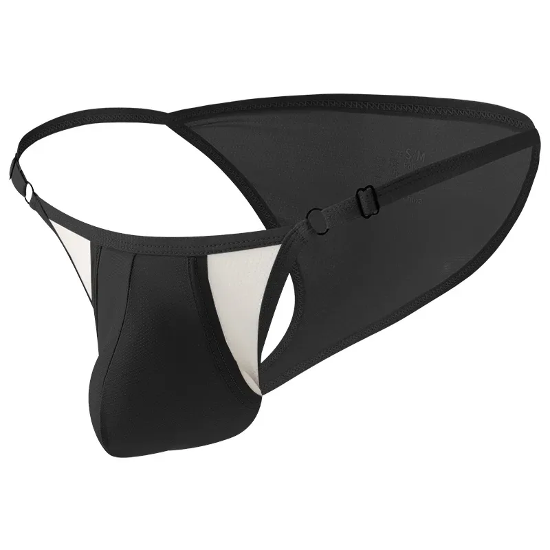 Slip en soie glacée pour hommes avec devant ouvert et taille réglable - Sous-vêtements respirants sexy d'été pour un ajustement confortable — image 21