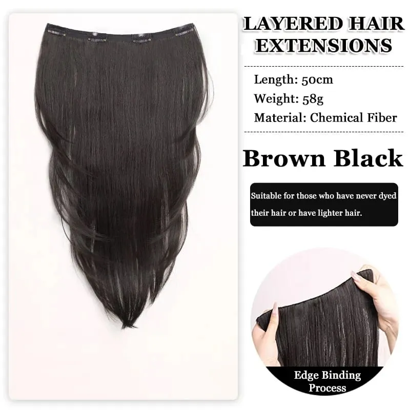 Synthetic High-layer Inward Curl Hair Extensions for Women One-Piece Ultra-thin Invisible Long Straight Hair Extension