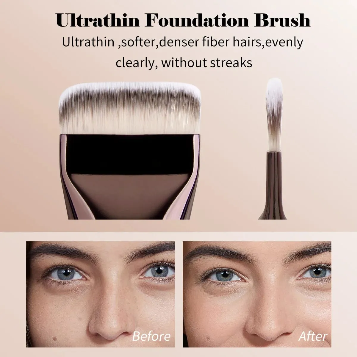 3pcs Makeup Brushes Aluminum Tube Makeup Brush Foundation Makeup Brush Thin Foundation Brush Kabuki Makeup Tools for Girl