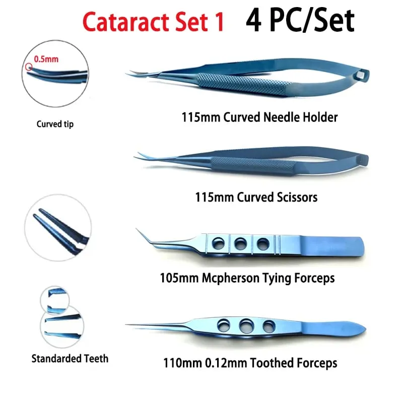 Non Medical use Cataract Set Tweezers Needle Holders 4pcs/set Household Repair Tools Hi Eye