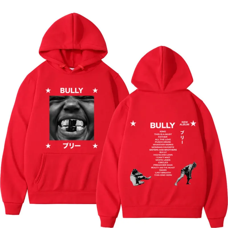 Kanye West Bully Album 2026 Tour Print Hoodie Men Women Gothic Punk O-Neck Pullover Loose Casual Hip-hop Streetwear Sweatshirts