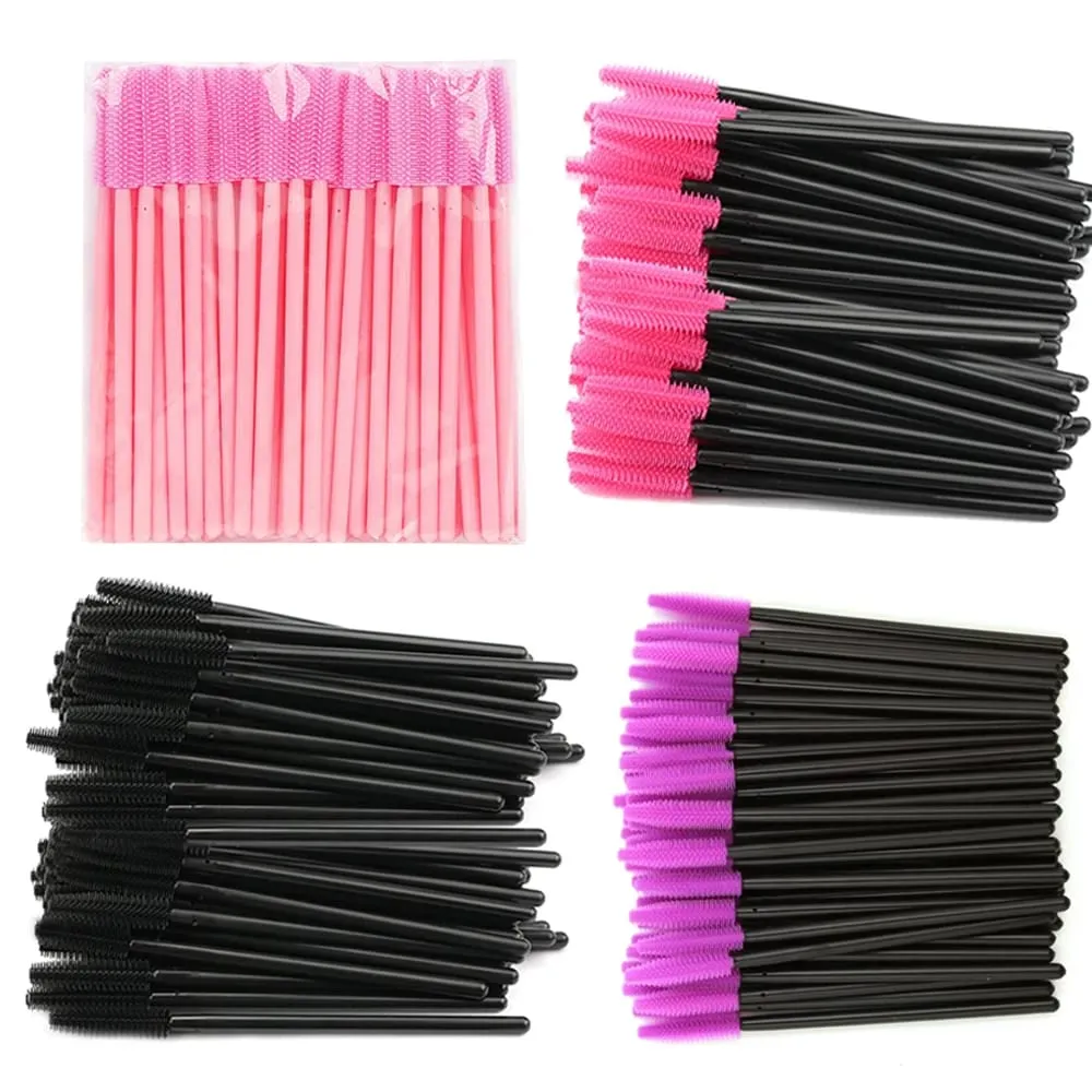 50/100 pçs escova de cílios de silicone escovas rímel varinhas aplicadores kits para extensão de chicote sobrancelhas maquiagem ferramenta