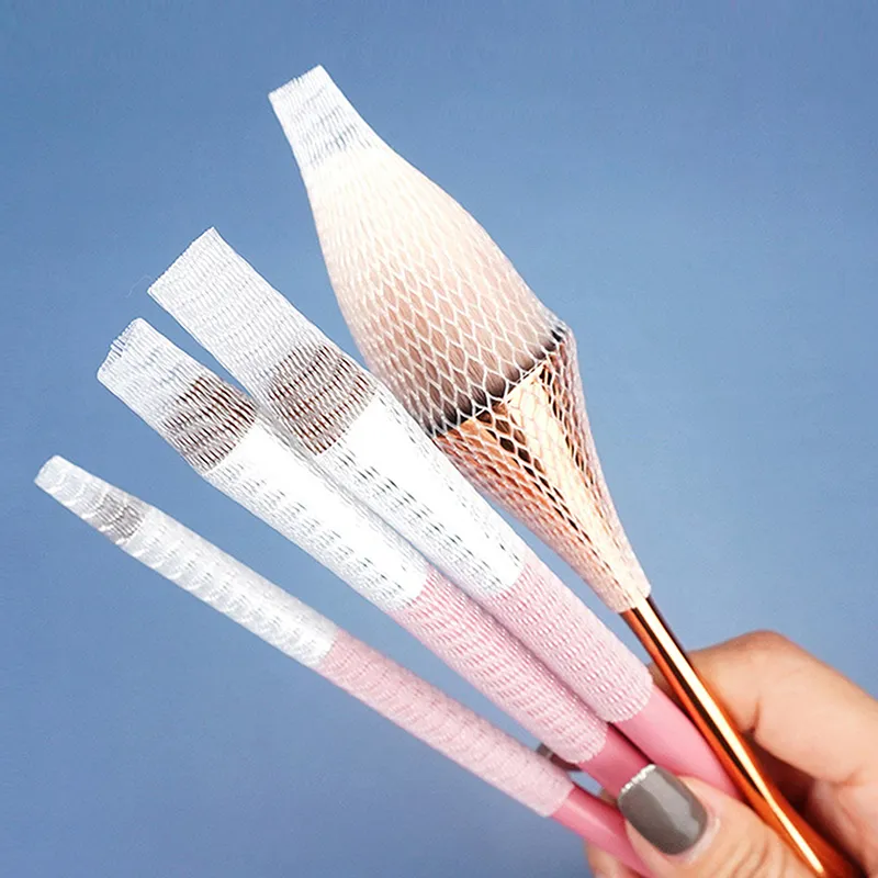 【M】20Pcs Mesh Flexible Net Protectors Cover Sheath Beauty White Cosmetic Make Up Brushes Guards Convenient Tool