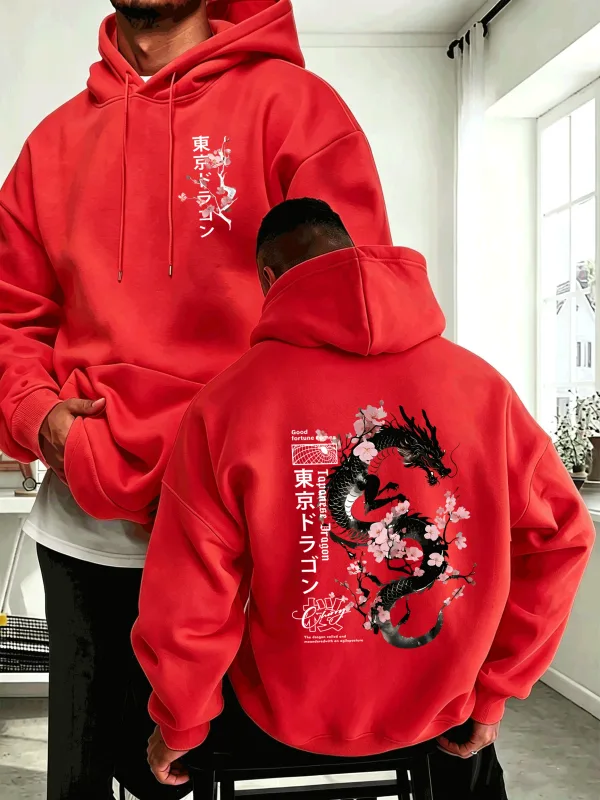 Japanese Tokyo Sword Cherry Blossom Printing Men'S Hoody Autumn Loose Hoodies Casual Fleece Sportswear Comfortable Pullovers