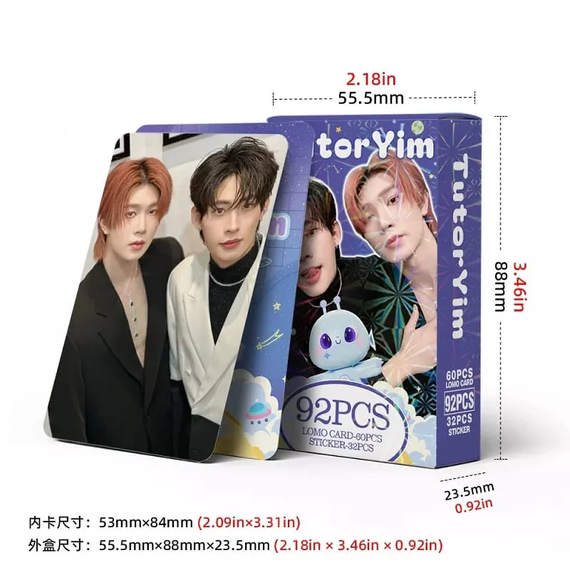 92ks TutorYim Thai BL Star Lomo Cards Set 60ks Photo Cards + 32P Decorative Stickers Idol Portrait Photocard Pro fanoušky dramatu