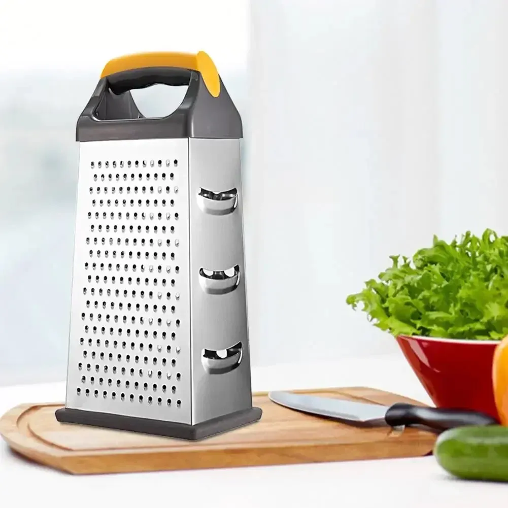 4-Sided Boxed Grater Sturdy Vegetable Peeling Tool Silver Color Multi-face Grater