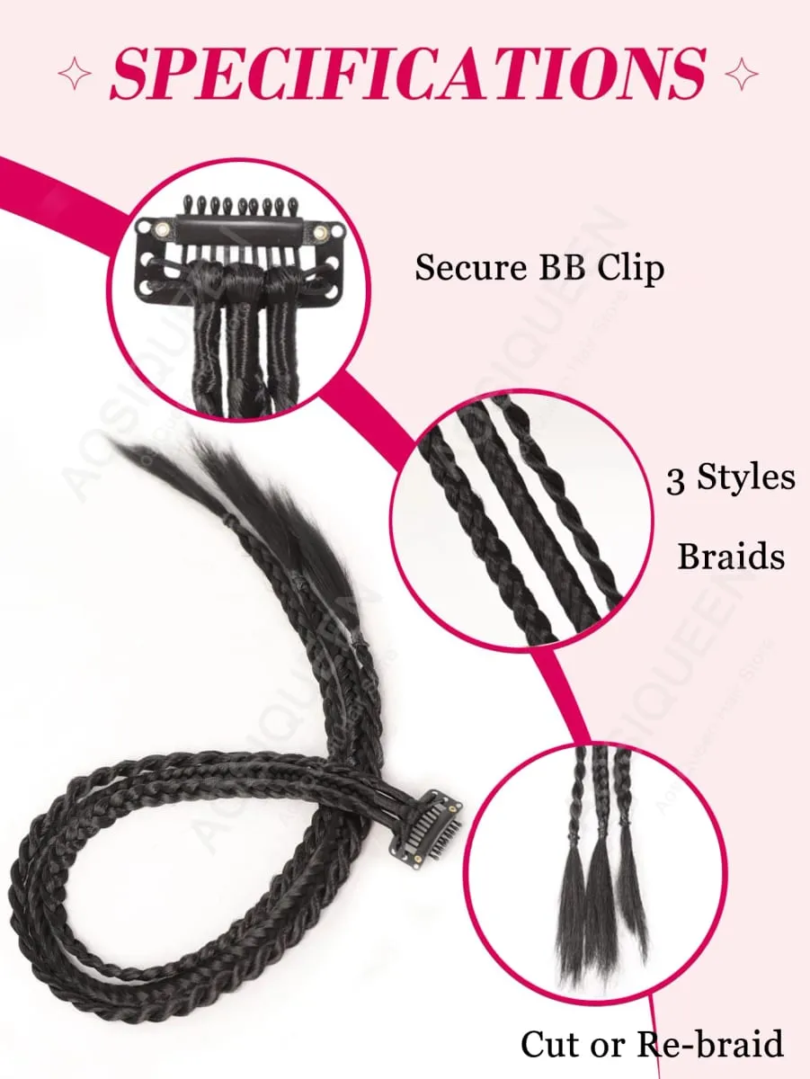 Synthetic 1/2pcs Braid Wig With Strong BB Clip Lightweight Box Braid Ponytail Hair Piece for Women — image 4