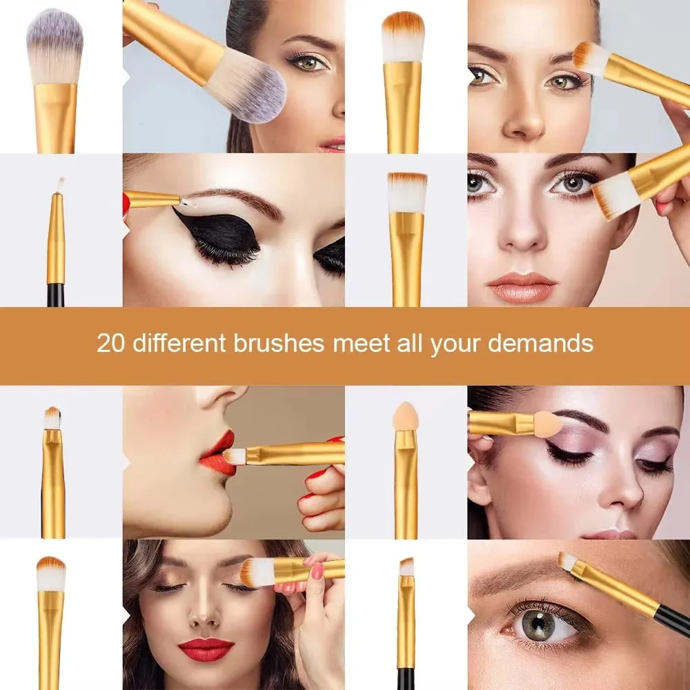 Makeup Brushes Set Premium Synthetic Kabuki Foundation Concealers Powder Blush Blending Face Eye Shadows Brush Set