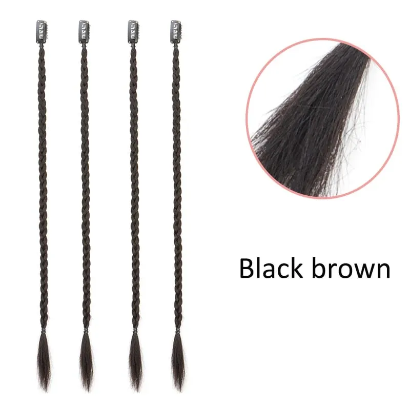 4pcs 20"Long Synthetic Clip-In Box Braid Hairpiece Extension Boho Hairstyle High-Temperature Fiber Daily Costume Party K-POP