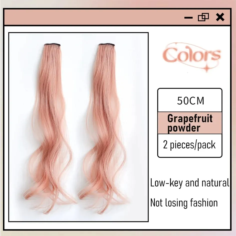 Synthetic 2 Pieces Set 50cm 60cm Colored Curly Hair Extensions Water Wave Pink Blue Purple Halloween Christmas Wig